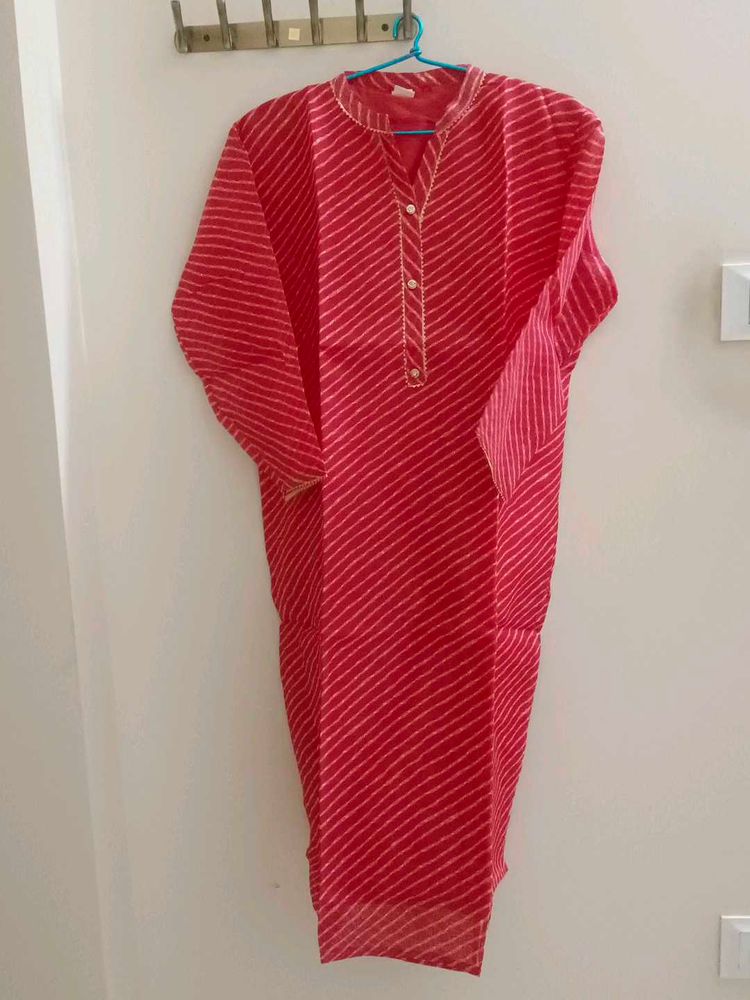 Never worn Kota doriya Vibrant Red Leheriya Kurta