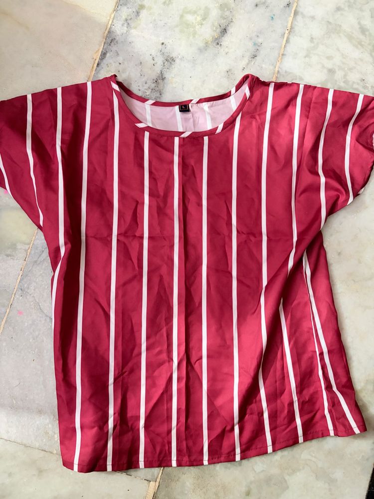 Chic Striped Red Top