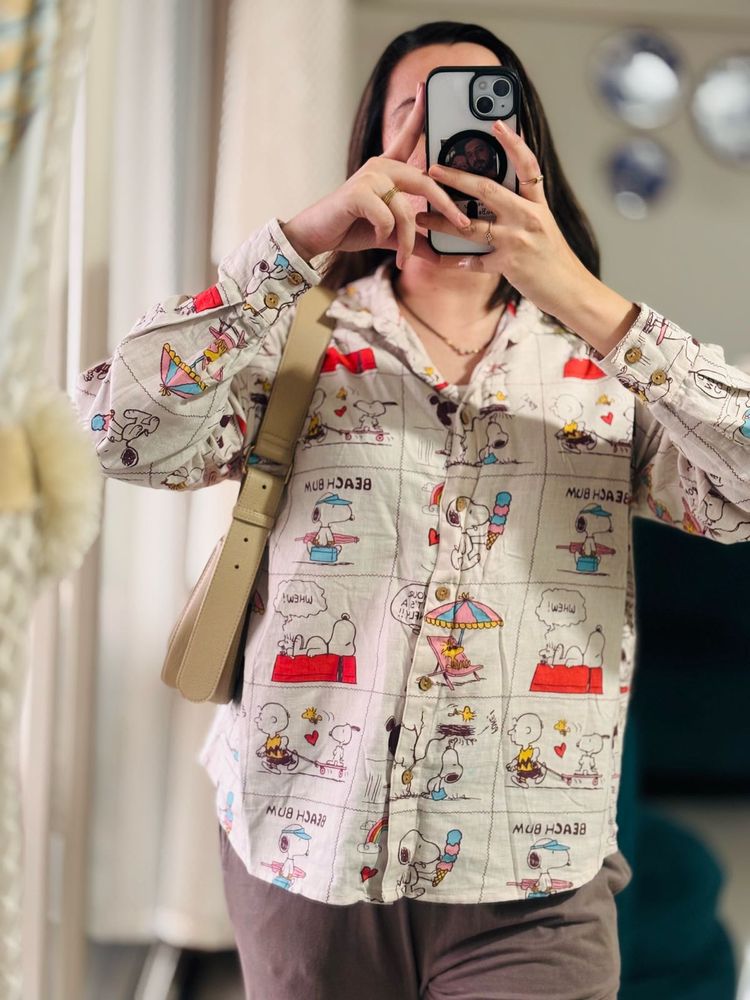 Snoopy Cartoon Print Shirt