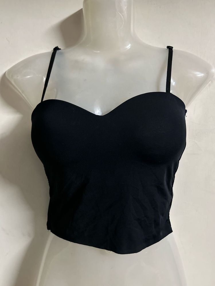 Black Strappy Crop Top
