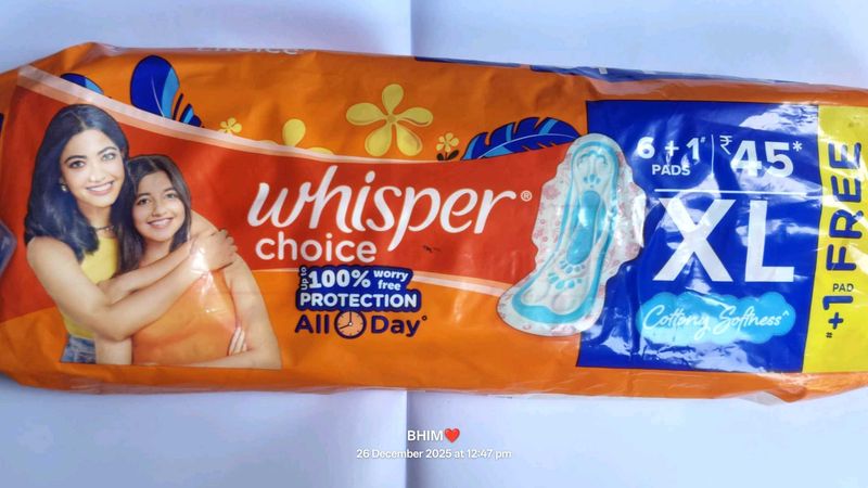 (36 Packet )Whisper Choice XL Pads - 7 Count