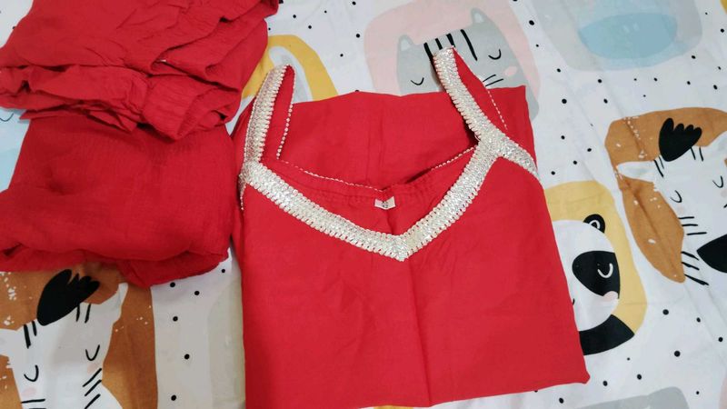 Stunning Red Kurti Set