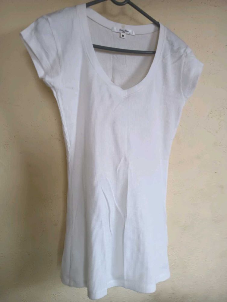 Classic White Ribbed T-Shirt