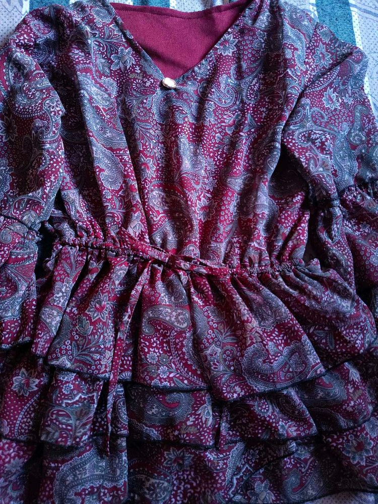 Beautiful Paisley Print Tiered Top