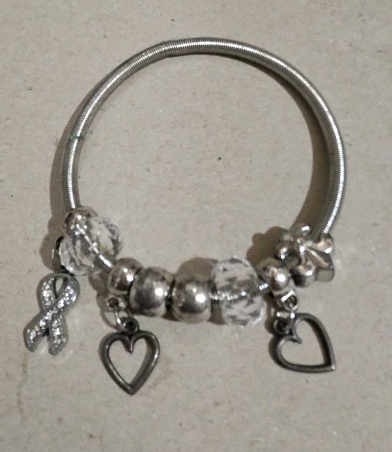 Charm Bracelet with Ribbon &amp; Heart Charms
