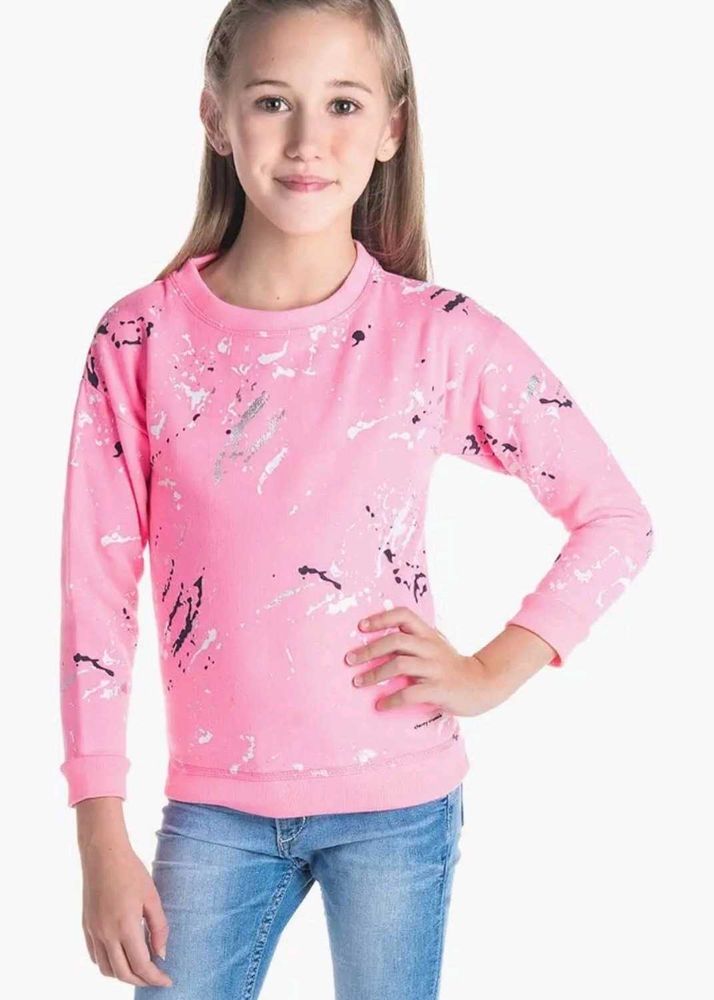 Cherry Crumble Girls Pink Paint Splash Sweatshirt