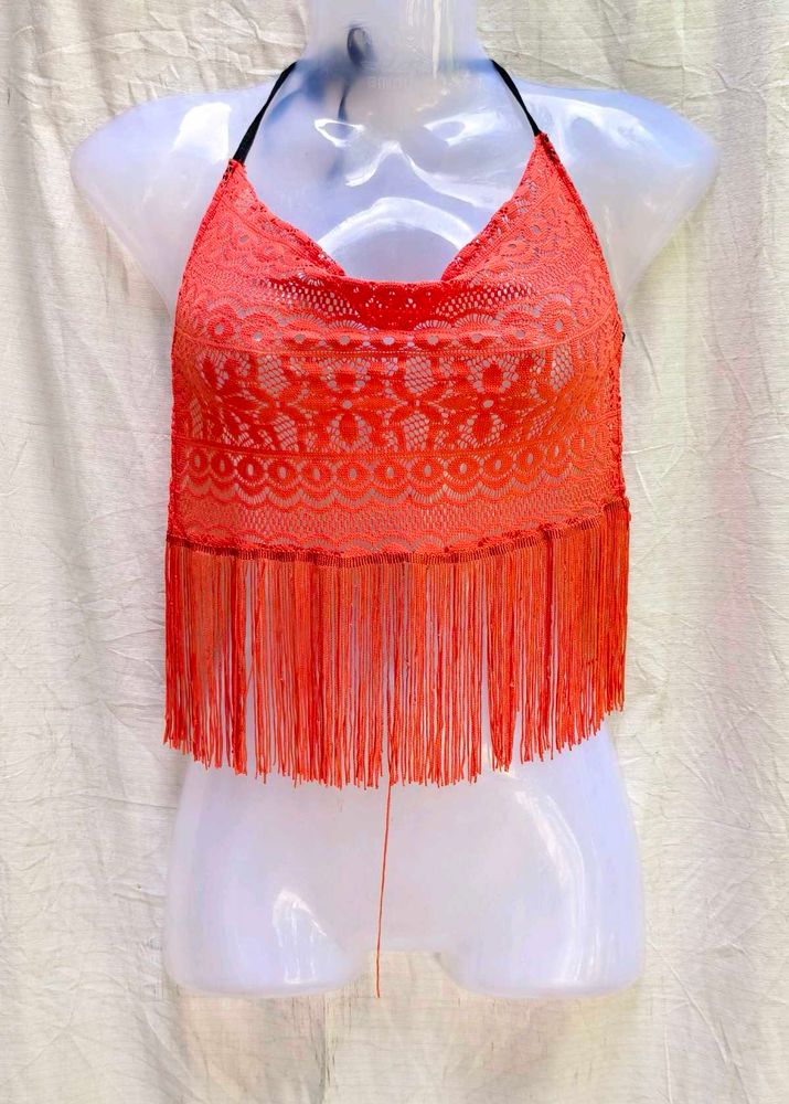 I. Stunning Lace Crop Top with Tassels
