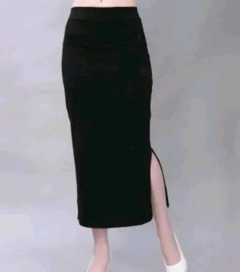 Black Pencil Skirt with Slit