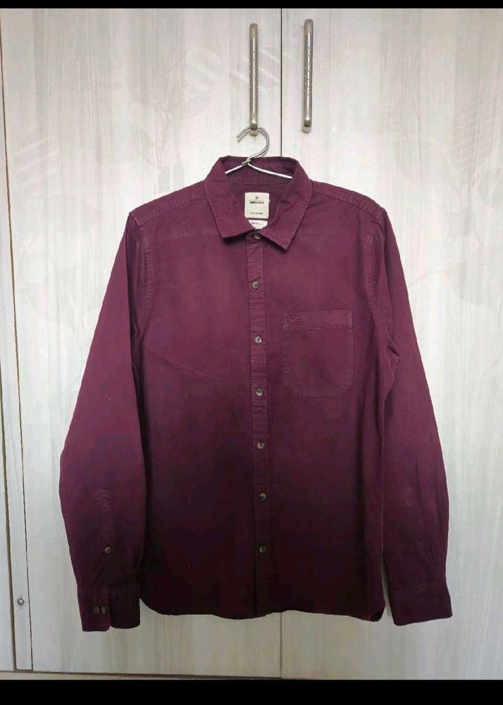 Burgundy Casual Button-Down Shirt