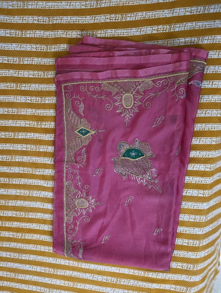 Embroidered Silk Blend Saree