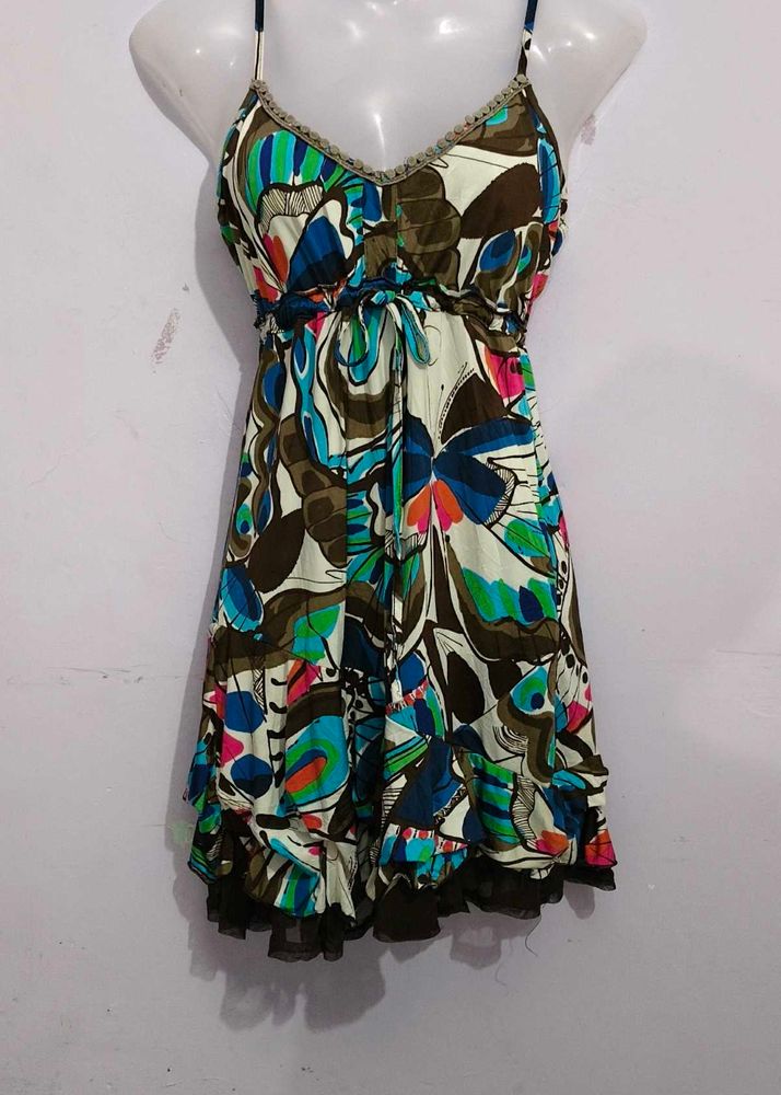 Boho Abstract Print Spaghetti Strap Dress