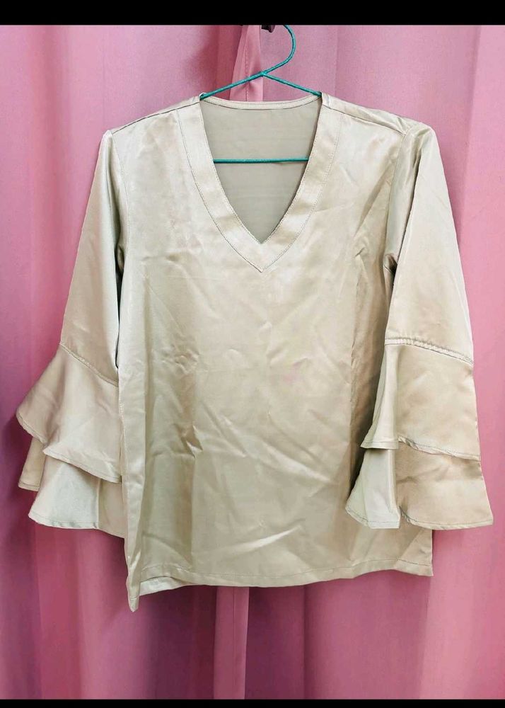 Satin Bell Sleeve Top