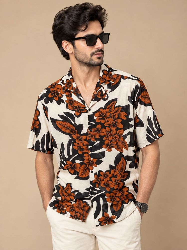 Men's Tropical Floral Print Shirt