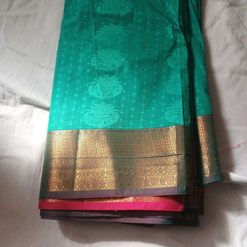 Beautiful South Indian Silk Saree with Gold Border