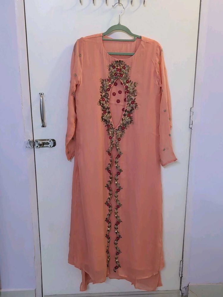 Pink Embellished Kurta (3piece)