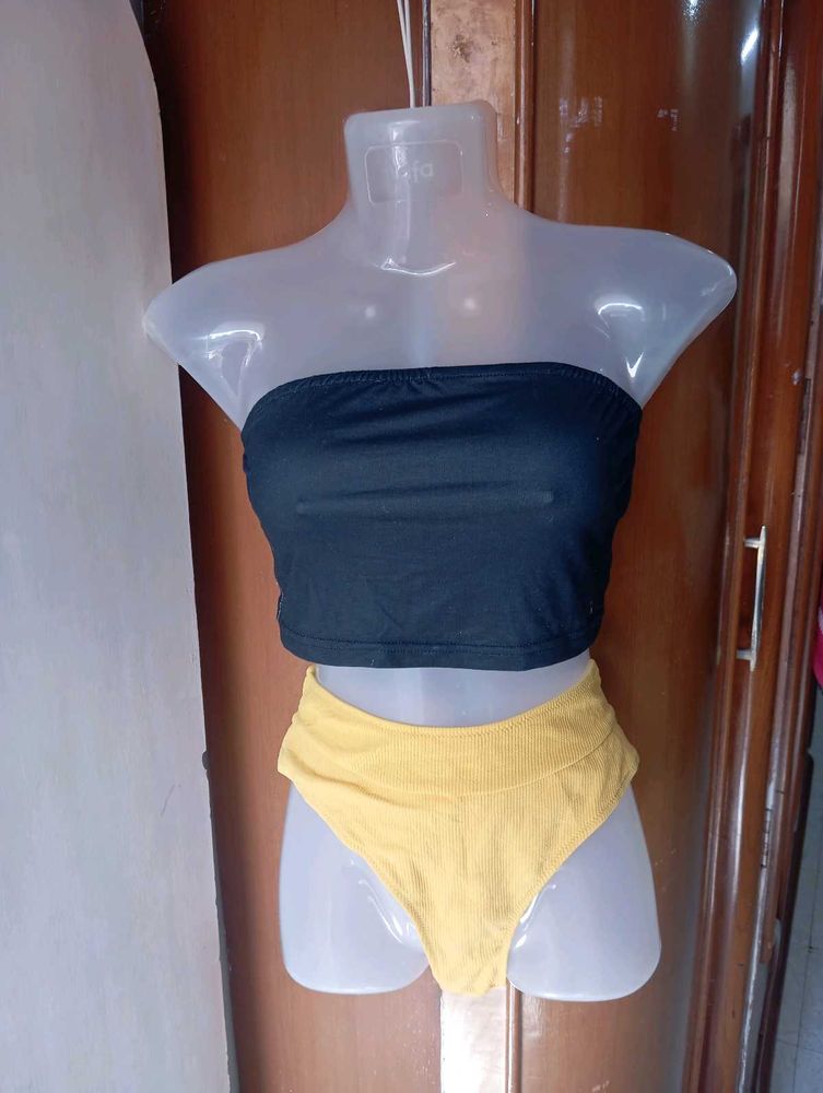 Shien Cute Black &amp; Yellow Bikini Set