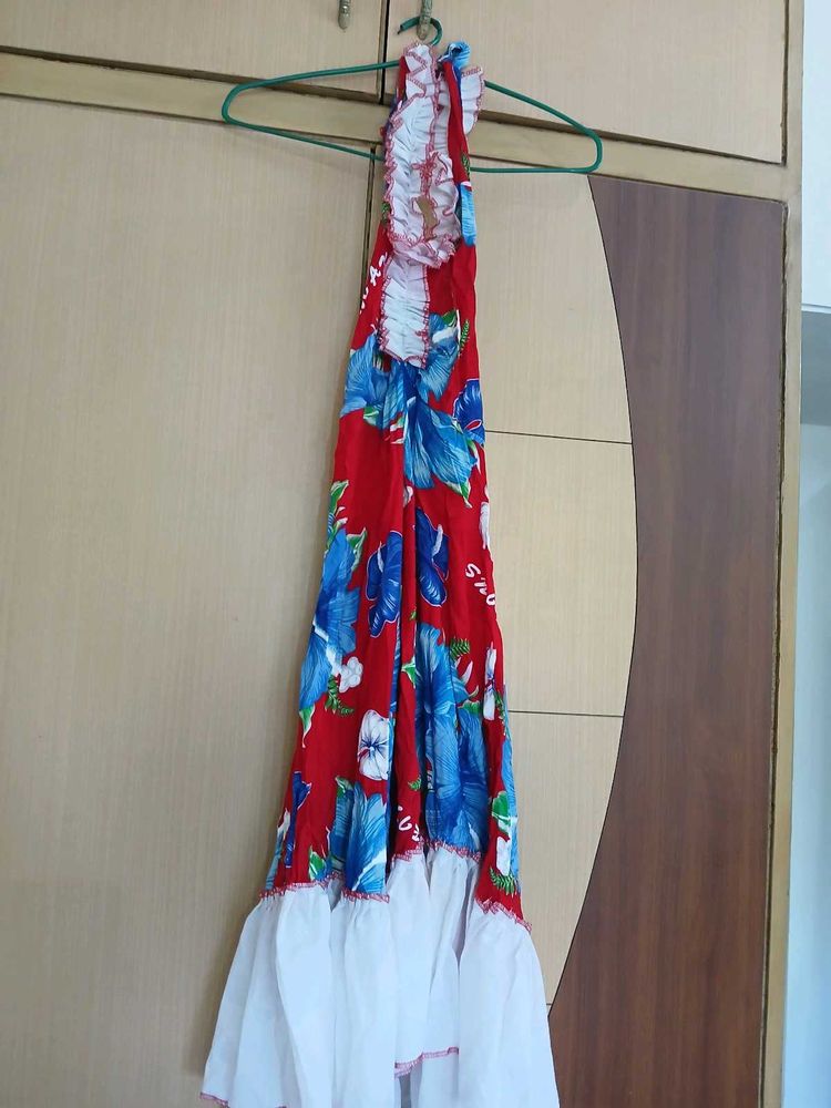 beach  Floral Halter Neck Dress