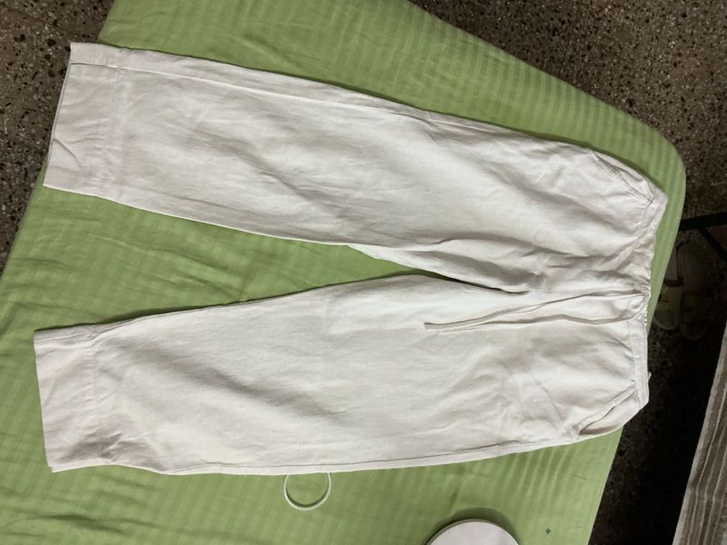 Comfortable White Ethnic Trousers