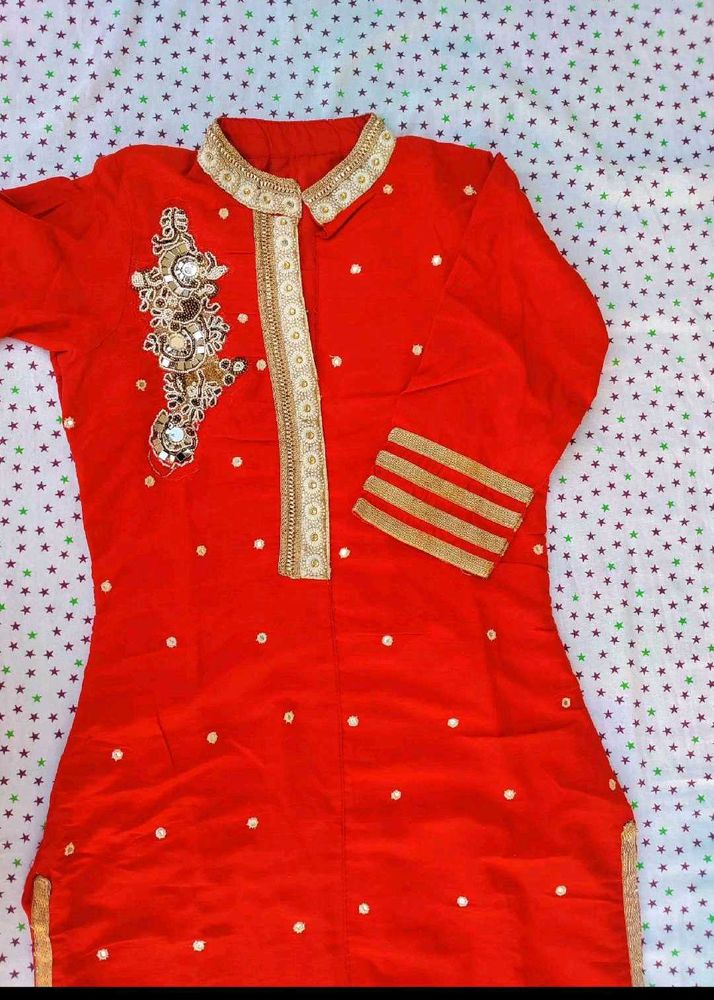 orange 🧡 Kurta with Gold Embellishments