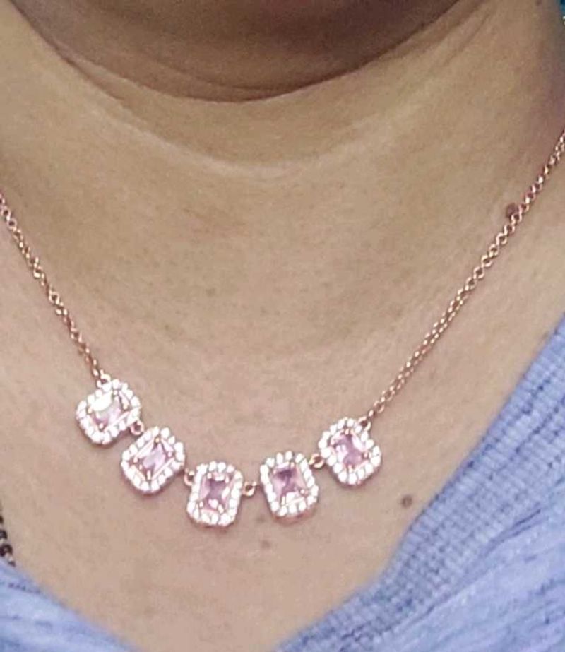 GoldPlated 925 Silver necklace with BabyPink CZ