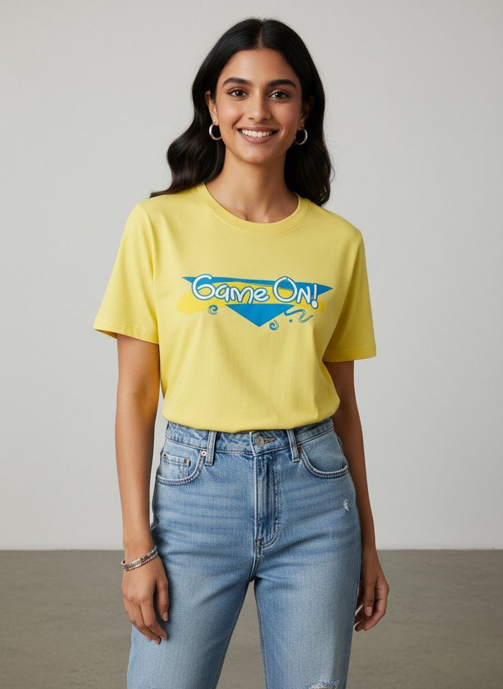 Yellow "Game On!" Graphic Tee