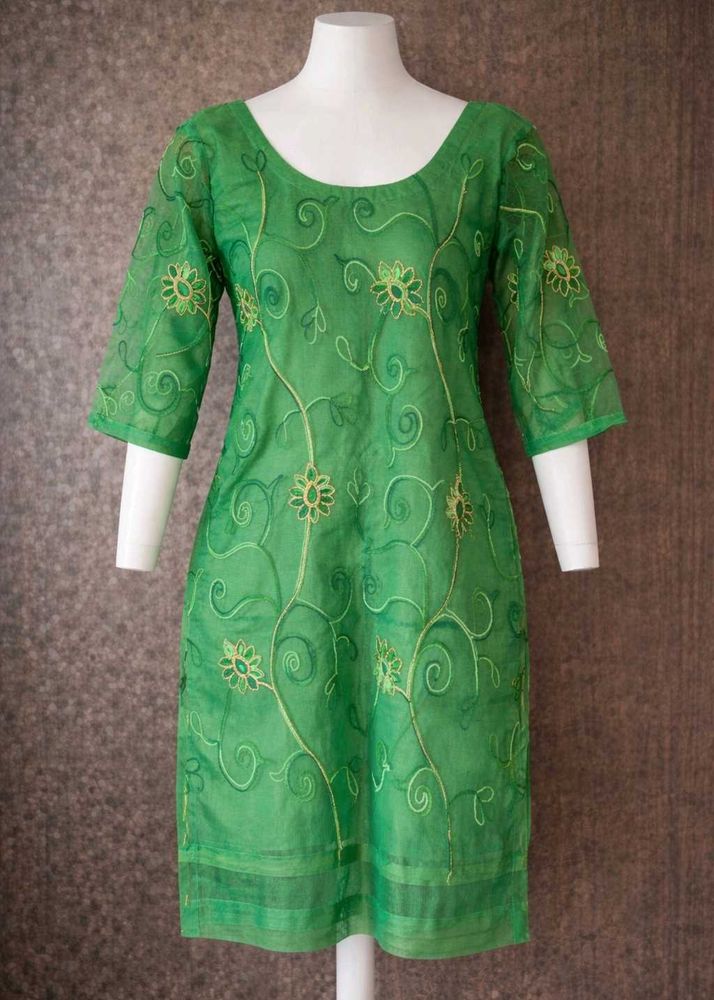 Green Embroidered Dress