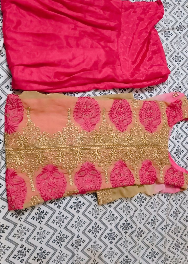 Embroidery Kurti With Silk Salwar