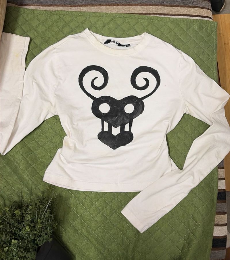 White Long Sleeve Graphic Top