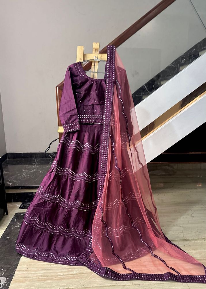 Very pretty wine Lehenga Choli with Dupatta
