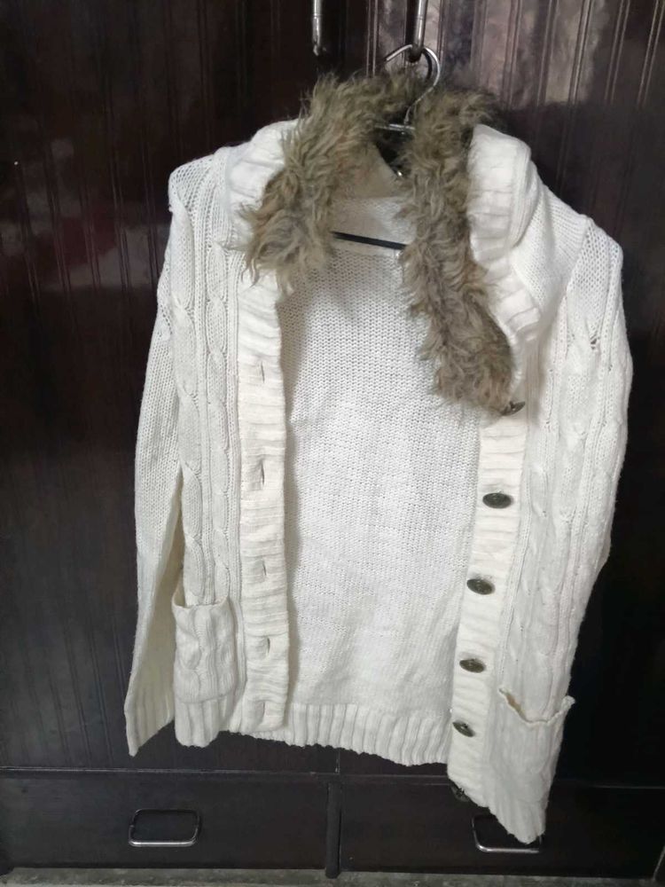 Cozy White Knit Cardigan
