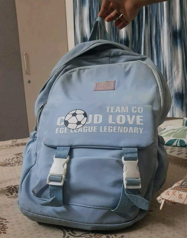 Cute Blue Backpack with Soccer Design