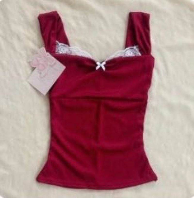lace maroon coquette top