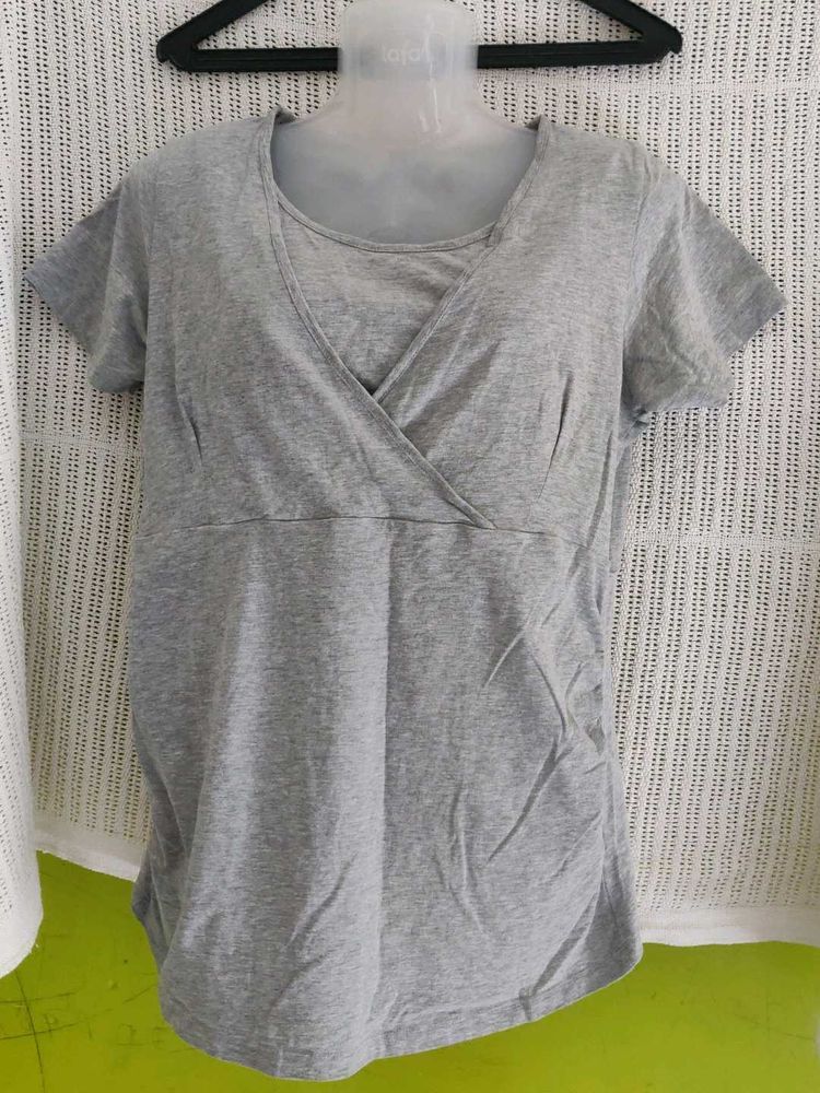 Gray Maternity Nursing Top