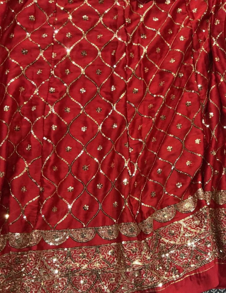Stunning Red Sequined rajptui poshak