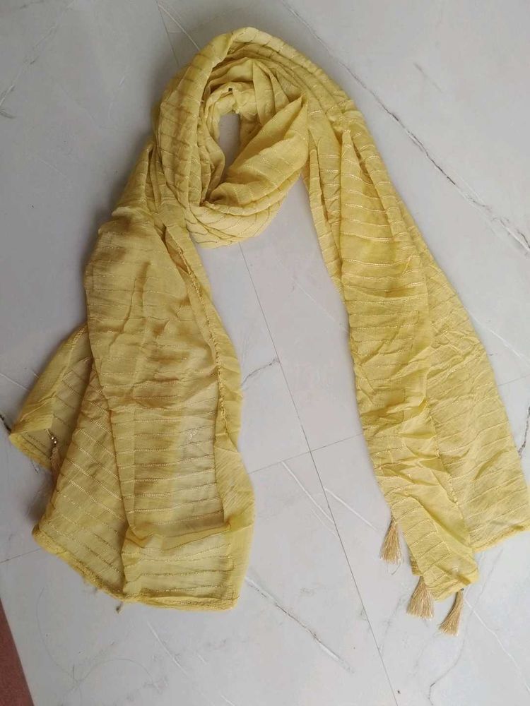 Yellow Dupatta with Tassels