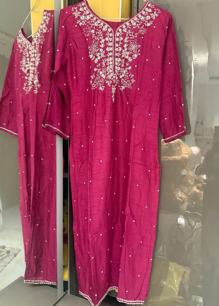 Embroidered Pink Kurta set