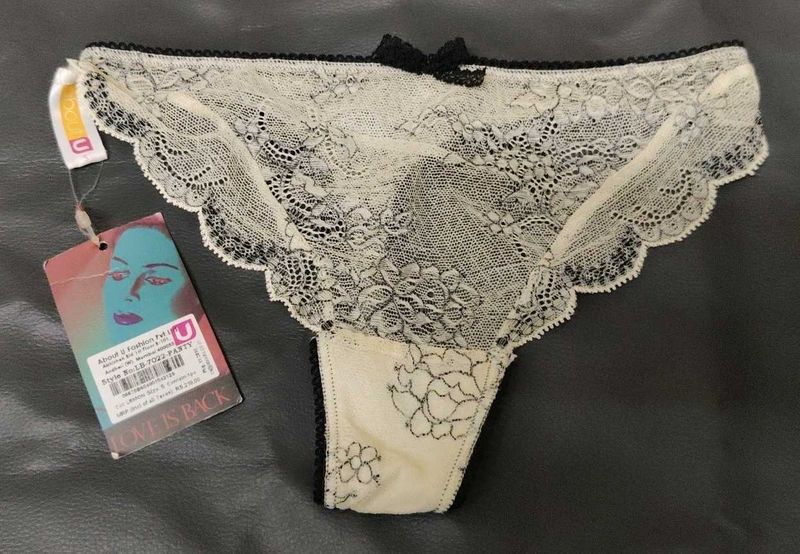 Lace Thong Panty with Bow Detail