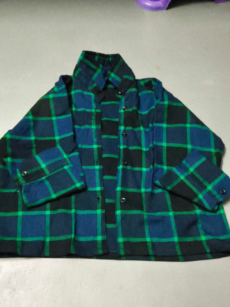 peacock blue &amp; Green Plaid Flannel Shirt