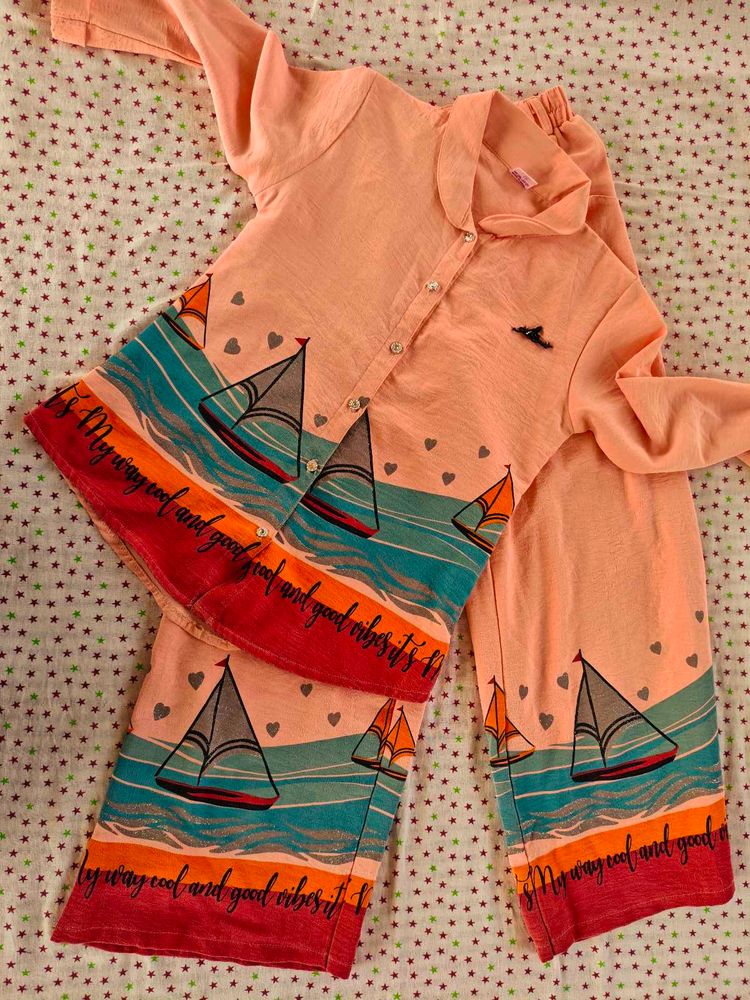 Cute Sleepwear Set with Sailboats co cord se