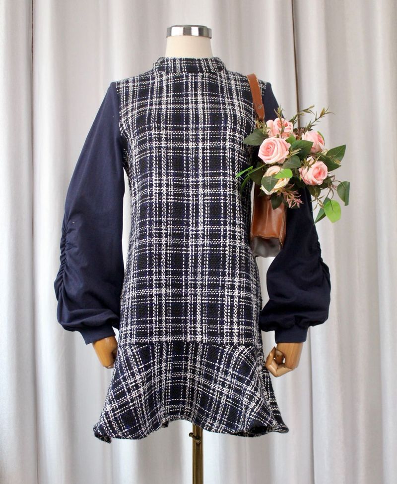 Chic Plaid Tweed Dress