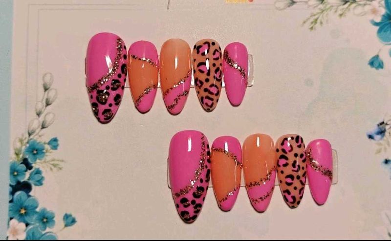 Pink Leopard Press-On Nails