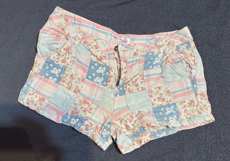 justice patchwork-style shorts
