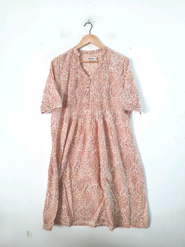 Cream Embroidered Kurti (Women's)