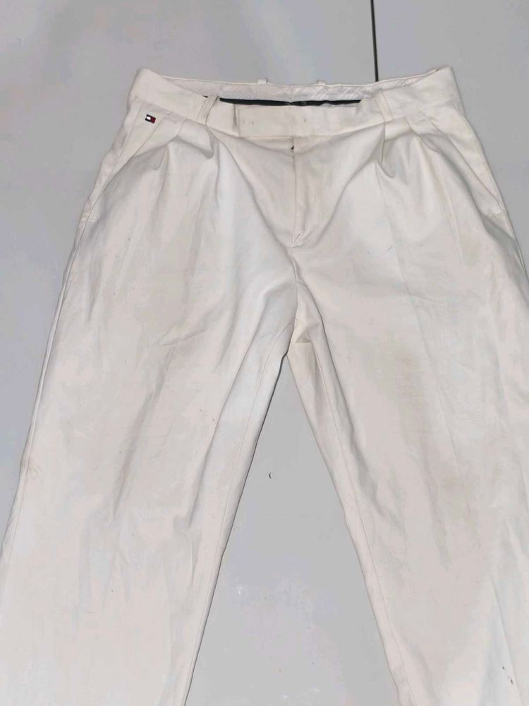 Cream Pleated Trousers