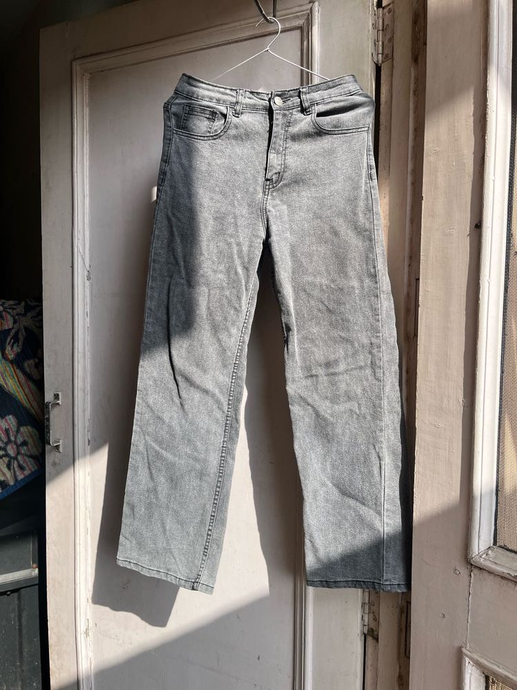 Gray Wide Leg Jeans