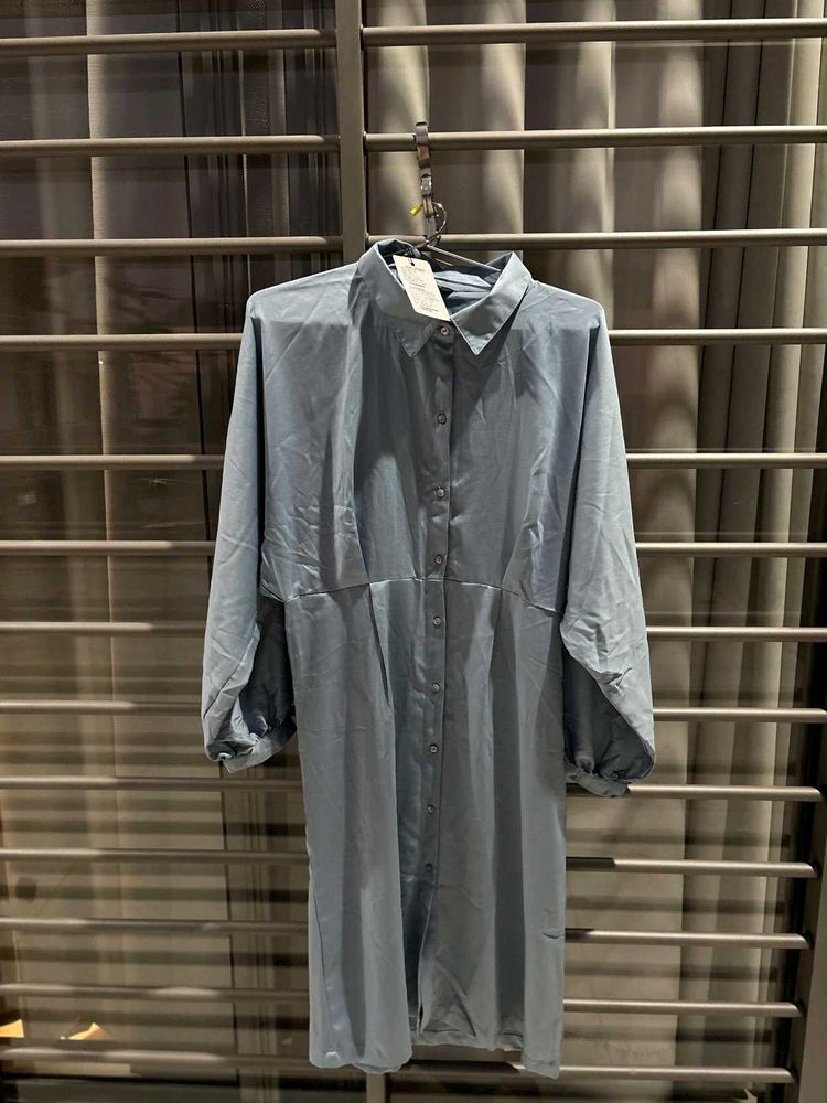 Elegant Blue Shirt Dress