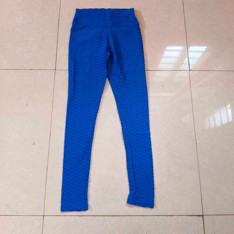 viral tik tok tight/Vibrant Blue Textured Leggings