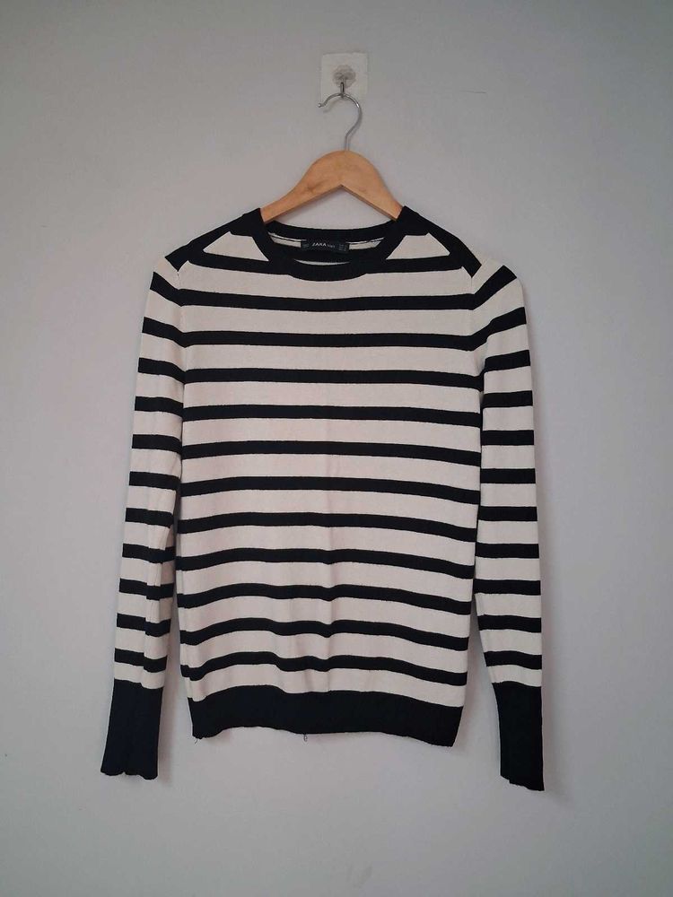 Zara Striped Crew Neck Sweater