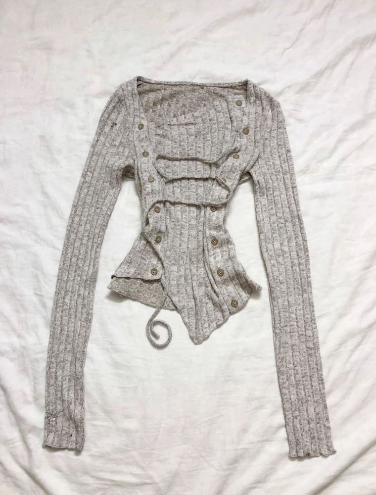 Ribbed Knit Cropped Cardigan Top