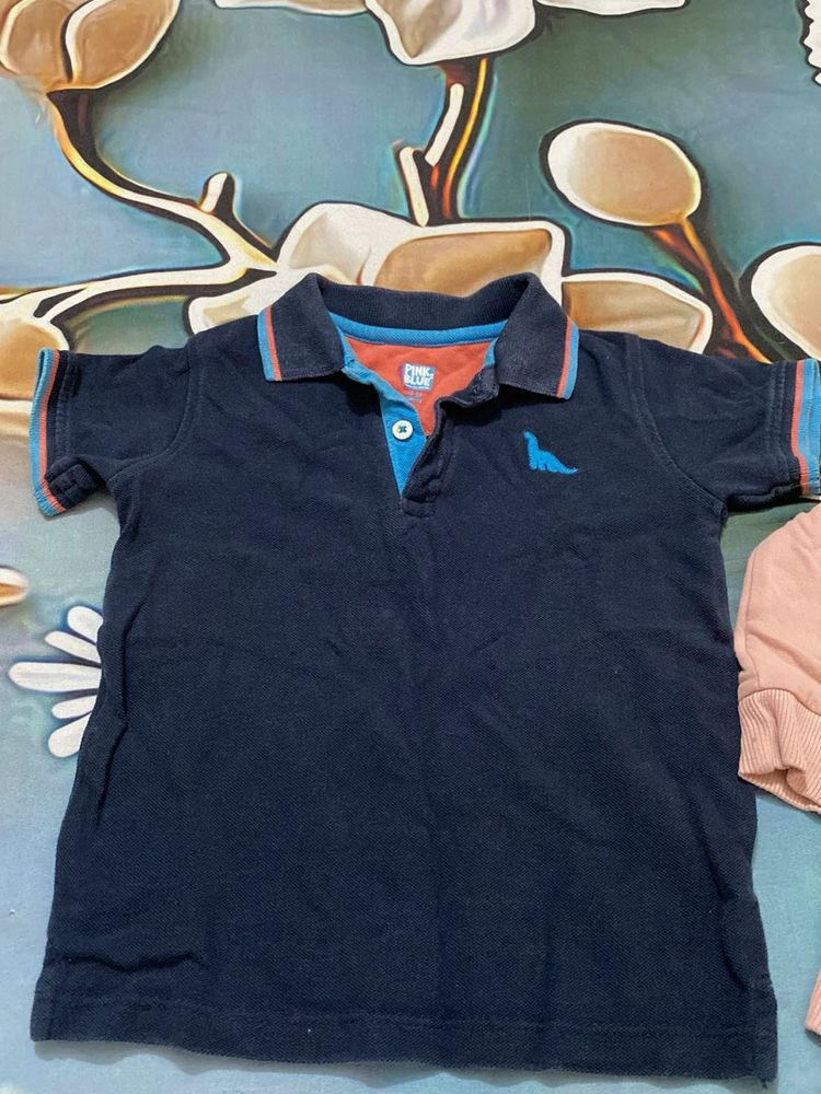 Kids peach Fullsleeves with polo tshirt
